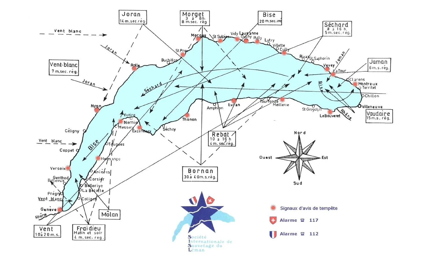 Wind chart for Lake Geneva